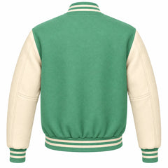 Mint Green and Cream Wool Varsity Jacket