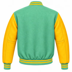 Mint Green and Gold Wool Varsity Jacket