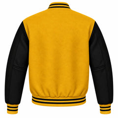 Mustard Yellow and Black Wool Varsity Jacket