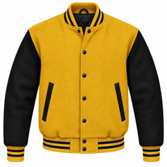 Mustard Yellow and Black Wool Varsity Jacket