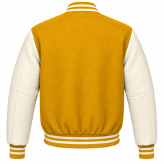 Mustard Yellow and Cream Wool Varsity Jacket