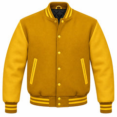 Mustard Yellow and Gold Wool Letterman Jacket