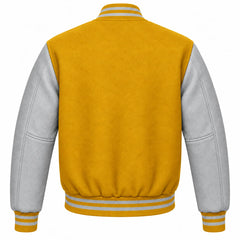 Mustard Yellow and Grey Wool Letterman Jacket