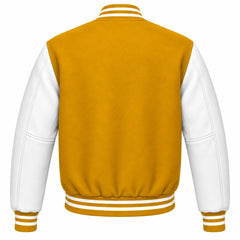 Mustard Yellow and White Wool Letterman Jacket