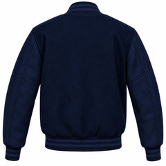 Navy Blue Wool Letterman Jacket