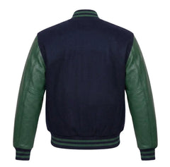 Navy Blue and Green Varsity Jacket
