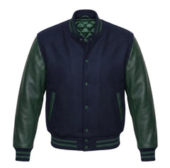Navy Blue and Green Varsity Jacket