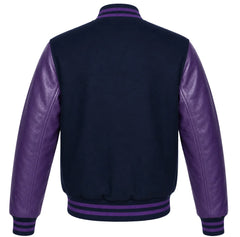 Navy Blue and Purple Letterman Jacket