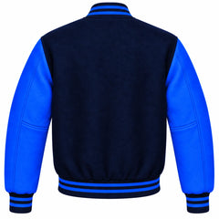 Navy Blue and Royal Blue Wool Letterman Jacket