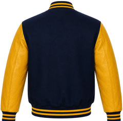 Navy Blue and Yellow Letterman Jacket