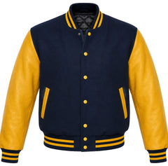 Navy Blue and Yellow Letterman Jacket