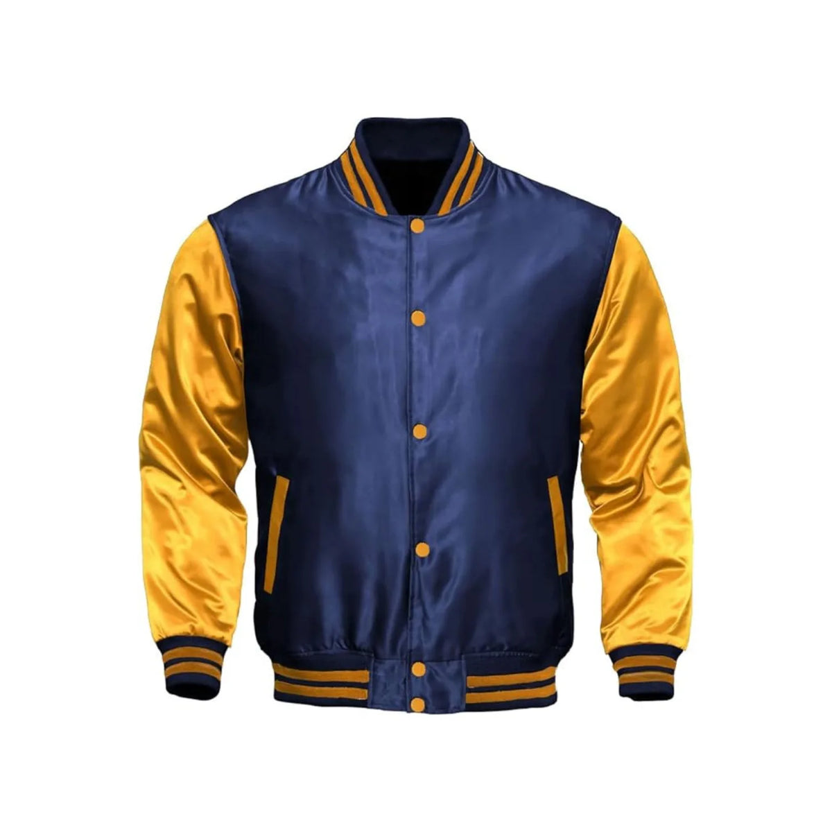 Navy Blue and Yellow Satin Jacket