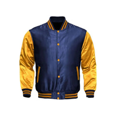Navy Blue and Yellow Satin Jacket