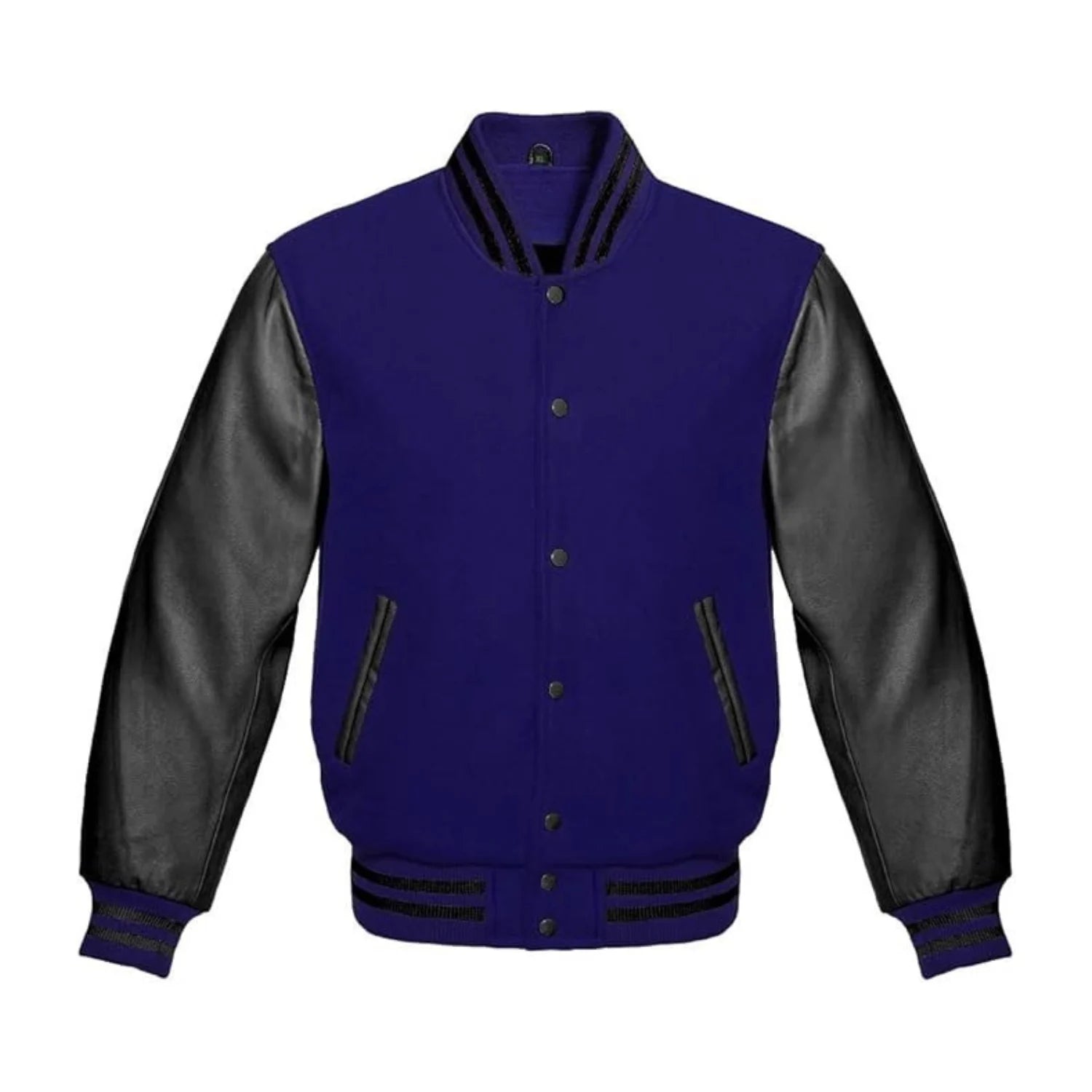 Navy Wool and Black Leather Varsity Jacket