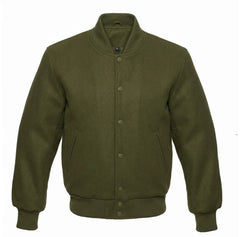 Olive Green All Wool Varsity Jacket