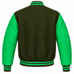 Olive Green and Green Wool Varsity Jacket