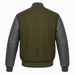 Olive Green and Grey Varsity Jacket