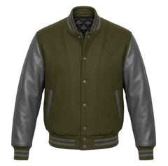 Olive Green and Grey Varsity Jacket
