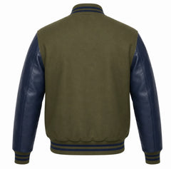 Olive Green and Navy Blue Varsity Jacket