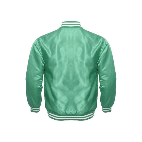 Olive Satin Varsity Jacket Back Side