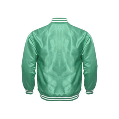 Olive Satin Varsity Jacket Back Side
