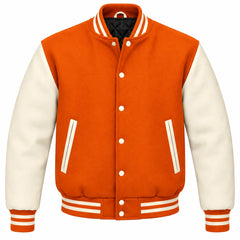 Orange and Cream Wool Varsity Jacket