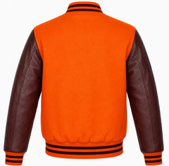 Orange and Maroon Letterman Jacket