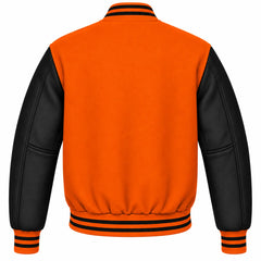 Orange and Black Wool Letterman Jacket