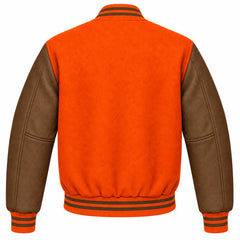 Orange and Brown Wool Varsity Jacket
