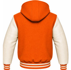 Orange and Cream Hooded Varsity Jacket
