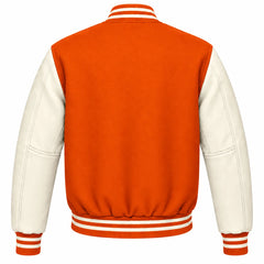 Orange and Cream Wool Varsity Jacket