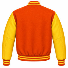 Orange and Gold Wool Letterman Jacket