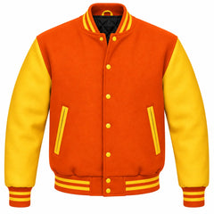 Orange and Gold Wool Letterman Jacket