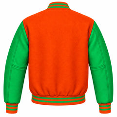 Orange and Green Wool Letterman Jacket
