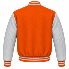 Orange and Grey Wool Varsity Jacket