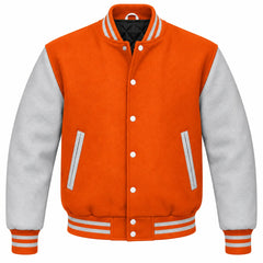 Orange and Grey Wool Varsity Jacket