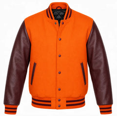 Orange and Maroon Letterman Jacket