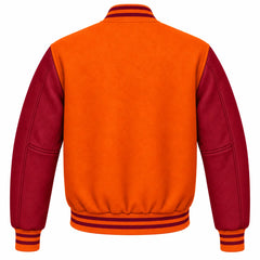 Orange and Maroon Wool Letterman Jacket