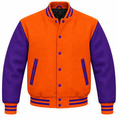 Orange and Purple Wool Varsity Jacket