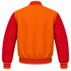 Orange and Red Wool Letterman Jacket