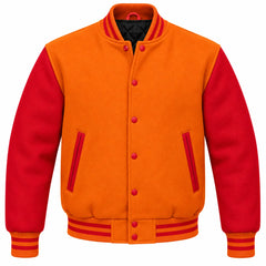 Orange and Red Wool Letterman Jacket