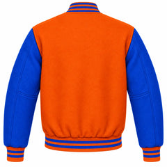 Orange and Royal Blue Wool Varsity Jacket