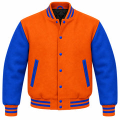 Orange and Royal Blue Wool Varsity Jacket