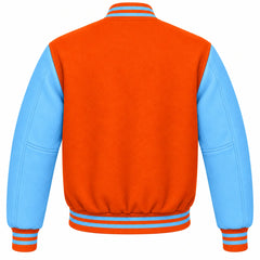 Orange and Sky Blue Wool Varsity Jacket