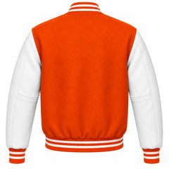Orange and White Wool Letterman Jacket