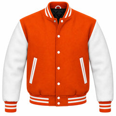 Orange and White Wool Letterman Jacket
