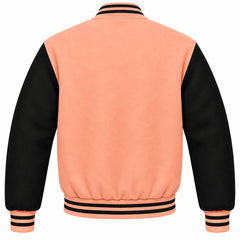 Peach and Black Wool Letterman Jacket
