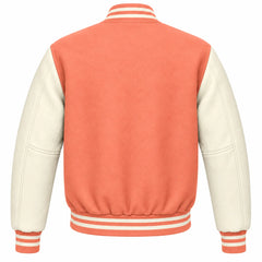 Peach and Cream Wool Letterman Jacket