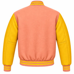 Peach and Gold Wool Varsity Jacket