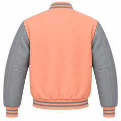 Peach and Grey Wool Varsity Jacket